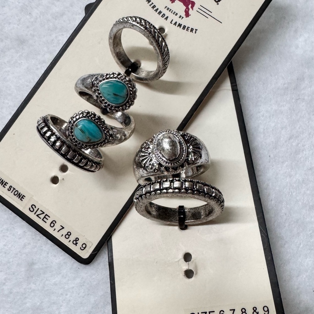 IDYLLWIND-5pcs. Silver w Turquoise Rings - Picture 3 of 5